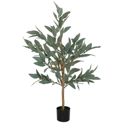 Large Artificial Decorative Plant 120 cm Artificial Laurel Plant with Pot and Leaves for Indoor Green