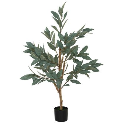 Large Artificial Decorative Plant 120 cm Artificial Laurel Plant with Pot and Leaves for Indoor Green