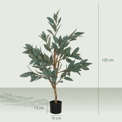 Large Artificial Decorative Plant 120 cm Artificial Laurel Plant with Pot and Leaves for Indoor Green
