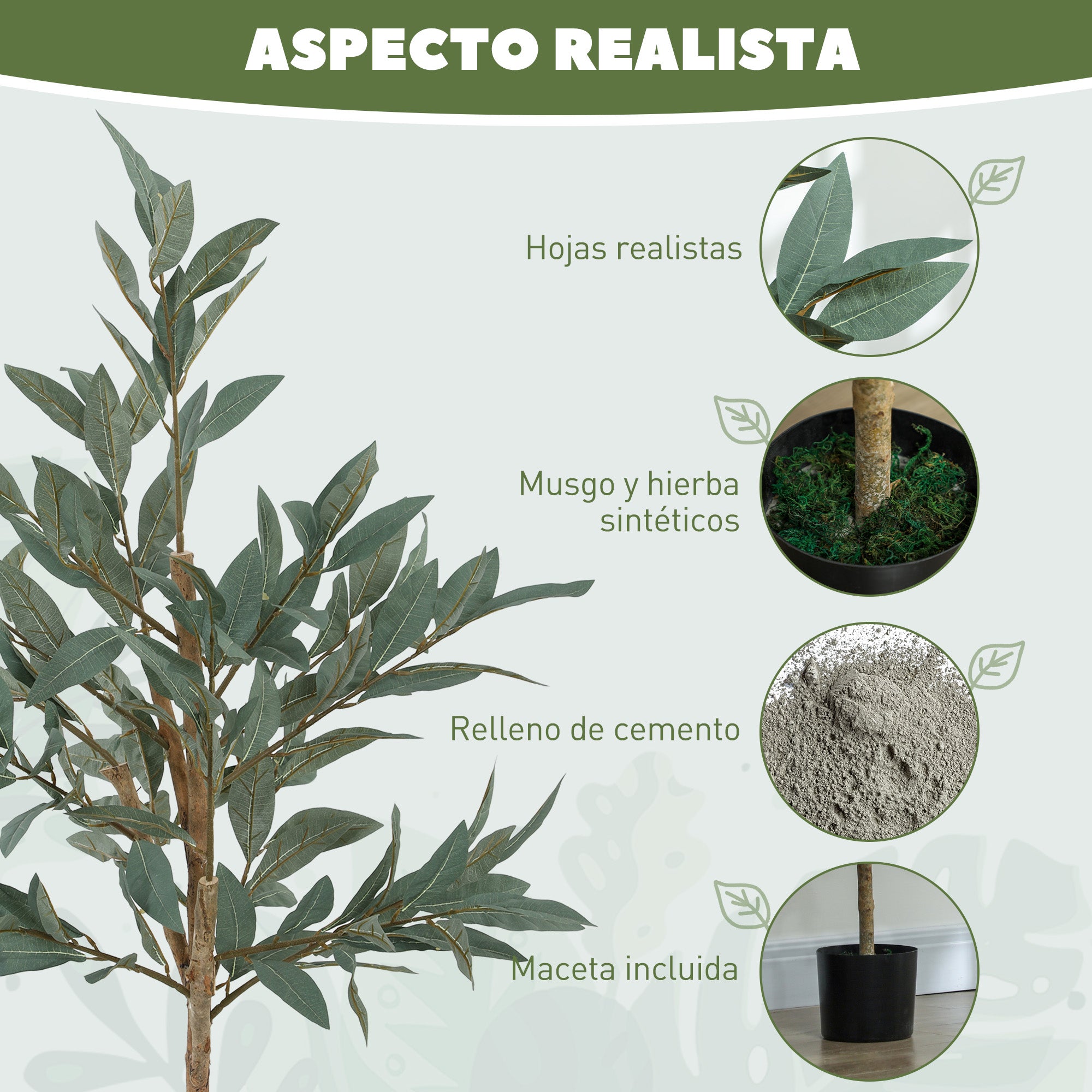 Large Artificial Decorative Plant 120 cm Artificial Laurel Plant with Pot and Leaves for Indoor Green