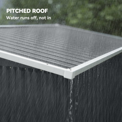 28.8 ft² Metal Garden Shed – Lockable, 3 Doors, Ventilated, Single-Slope Roof, Gloves Included (92 x 52 x 73 in)