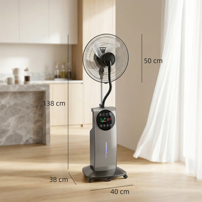 3‑in‑1 Misting Pedestal Fan, 90W, 54.3" Height, 70° Oscillation, 3 Speeds, 3 Modes, Negative Ion, Anti‑Mosquito, 3.1L Tank, Remote & 12H Timer