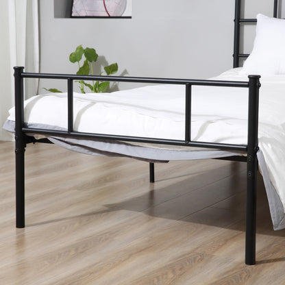 1x2m Steel Single Bed Frame, Single Slatted Frame with Integrated Slats, Headboard and Footboard Industrial Style, Black