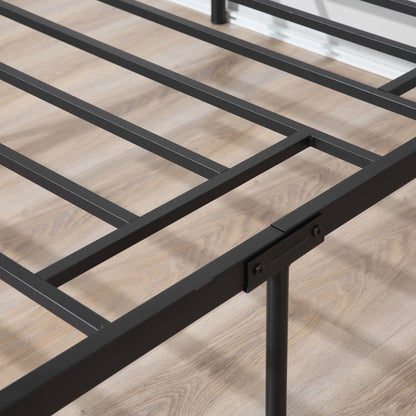 1x2m Steel Single Bed Frame, Single Slatted Frame with Integrated Slats, Headboard and Footboard Industrial Style, Black