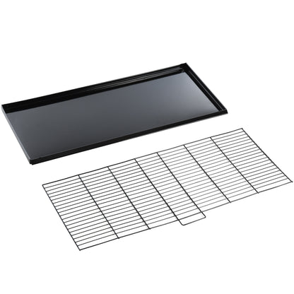 Bird Cage with Divider Aviary with Top Hooks Doors Feeders Perches and Removable Tray for Canaries Parakeets 59.5x26.5x39.5 cm Black