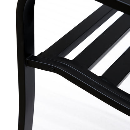 2-Seater Garden Bench Park Bench with Extendable Table Seat Bench 240kg Load Capacity Patio Bench with Backrest & Armrests Garden Furniture for Terrace, Garden Outdoor Area 150x58.5x90 cm Black