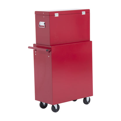 Tool Trolley with Tool Box, Lockable Tool Cart with Drawers, Tool Compartment, Keys, and Anti-slip Mats, Red