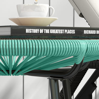 Round Garden Coffee Table in Rattan Effect Resin, Metal, and Tempered Glass Top Ø 50 x 50 cm Green