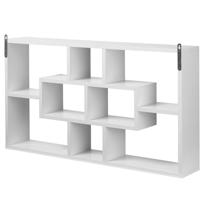 Decorative Wall Shelf Set of 8 Shelves Bookshelf CDs Floating Shelves Modern Cubes 85x14.5x47.5cm load 20kg Wood