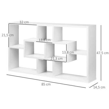 Decorative Wall Shelf Set of 8 Shelves Bookshelf CDs Floating Shelves Modern Cubes 85x14.5x47.5cm load 20kg Wood