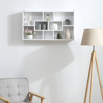 Decorative Wall Shelf Set of 8 Shelves Bookshelf CDs Floating Shelves Modern Cubes 85x14.5x47.5cm load 20kg Wood