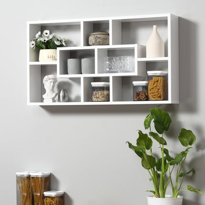 Decorative Wall Shelf Set of 8 Shelves Bookshelf CDs Floating Shelves Modern Cubes 85x14.5x47.5cm load 20kg Wood