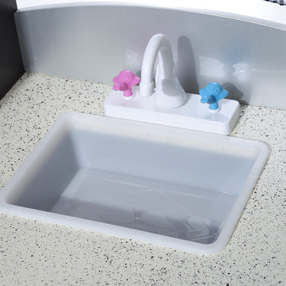 Large Wooden Play Kitchen for Kids over 3 Years Old with Accessories Children's Pretend Play Kitchen Microwave Oven Sink 105x31.5x95 cm Silver and Dark Brown