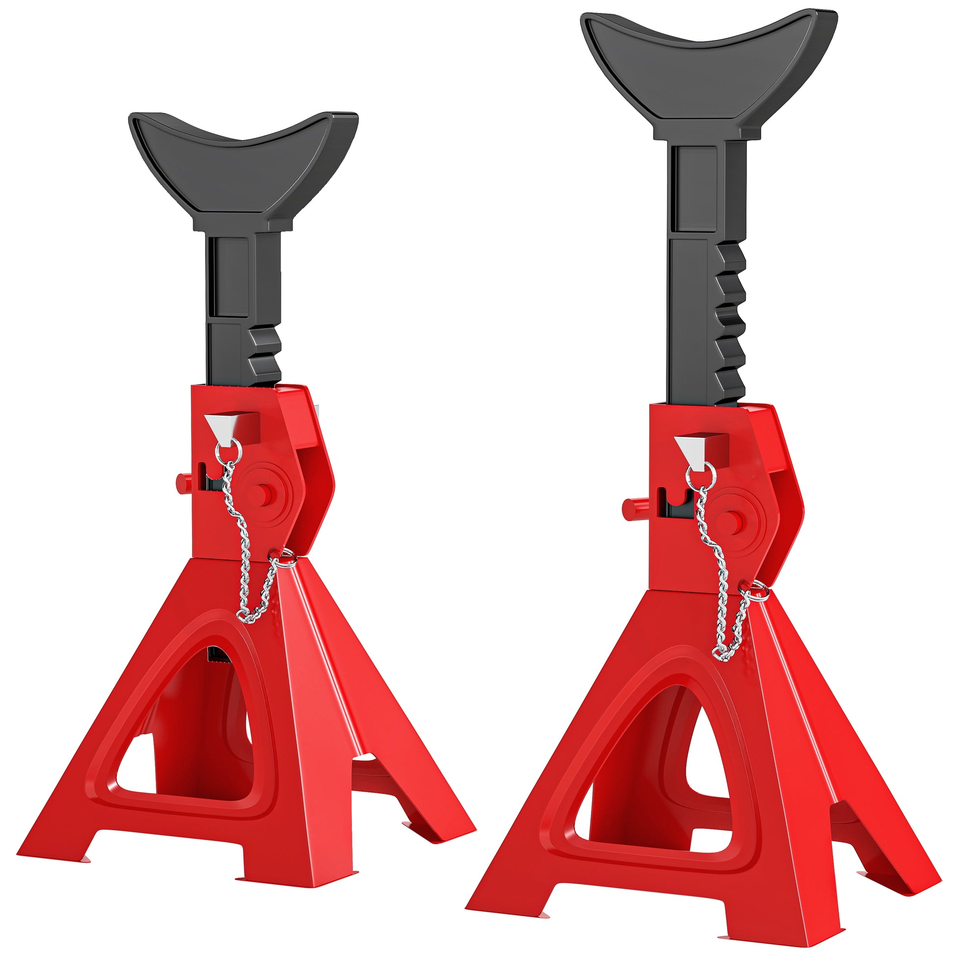 Set of 2 Car Jacks, 3-Ton Lifting Capacity, Adjustable Height from 290 to 418 mm, Large Base with Safety Pin, for Vehicle, Caravan, Workshop, Garage, Red