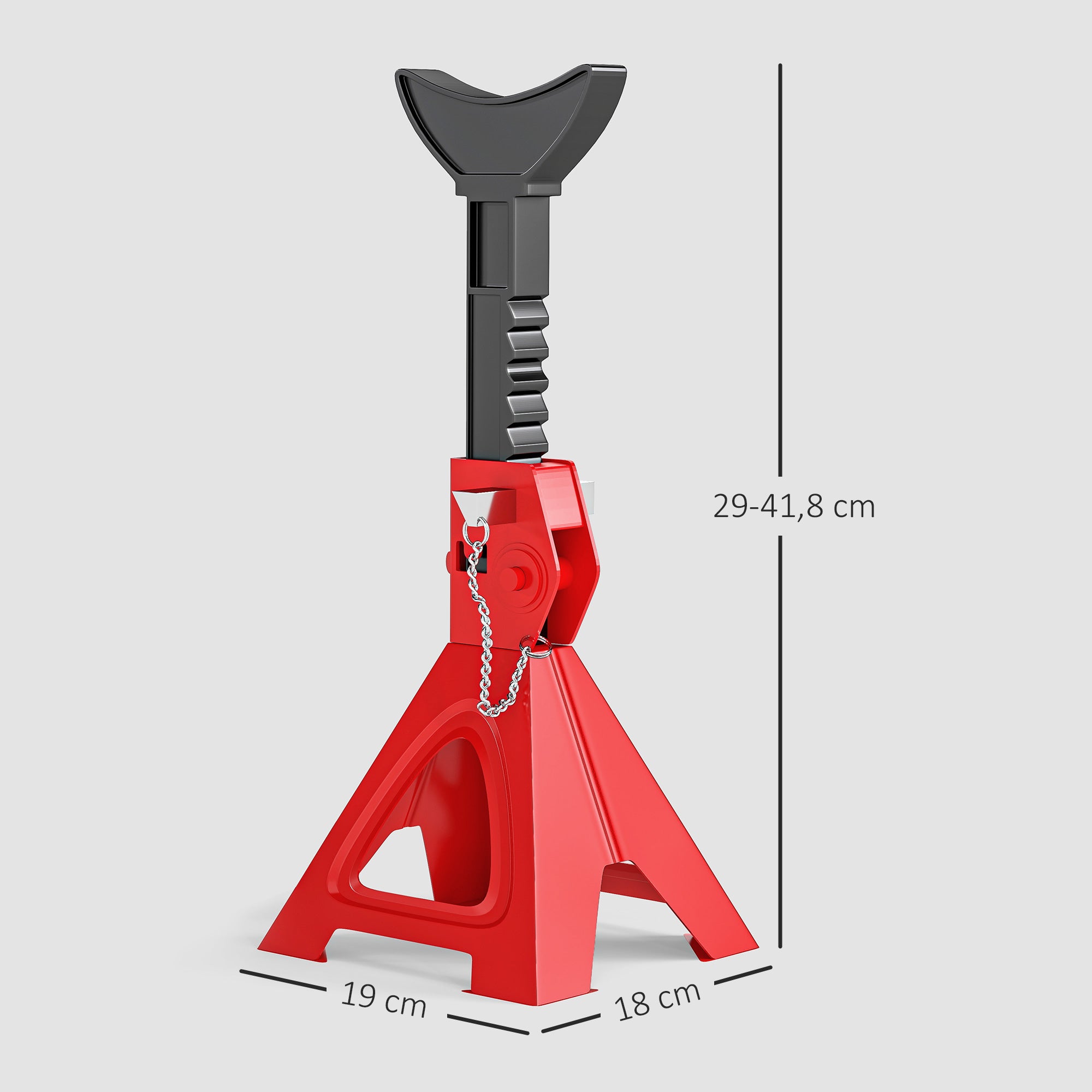 Set of 2 Car Jacks, 3-Ton Lifting Capacity, Adjustable Height from 290 to 418 mm, Large Base with Safety Pin, for Vehicle, Caravan, Workshop, Garage, Red