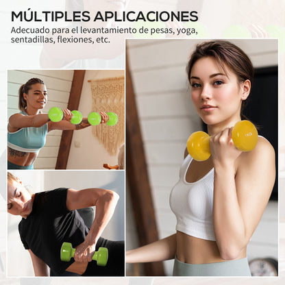 Set of 6 Hexagonal Dumbbells Total 6 kg 2x1.5 kg 2x1 kg and 2x0.5 kg with Neoprene Coating with Case 43x18x7.5 cm Multicolor