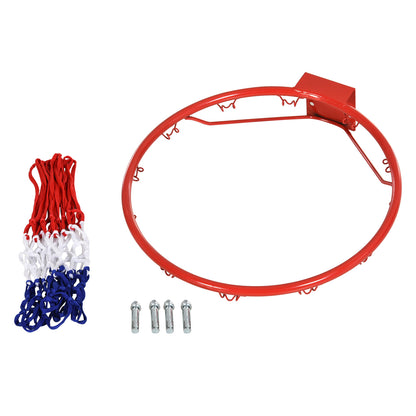 Basketball Hoop, Indoor & Outdoor with Ø46 cm Rim and Net, Wall Mount, Basketball Board for Teenagers Adults, Red + Blue + White