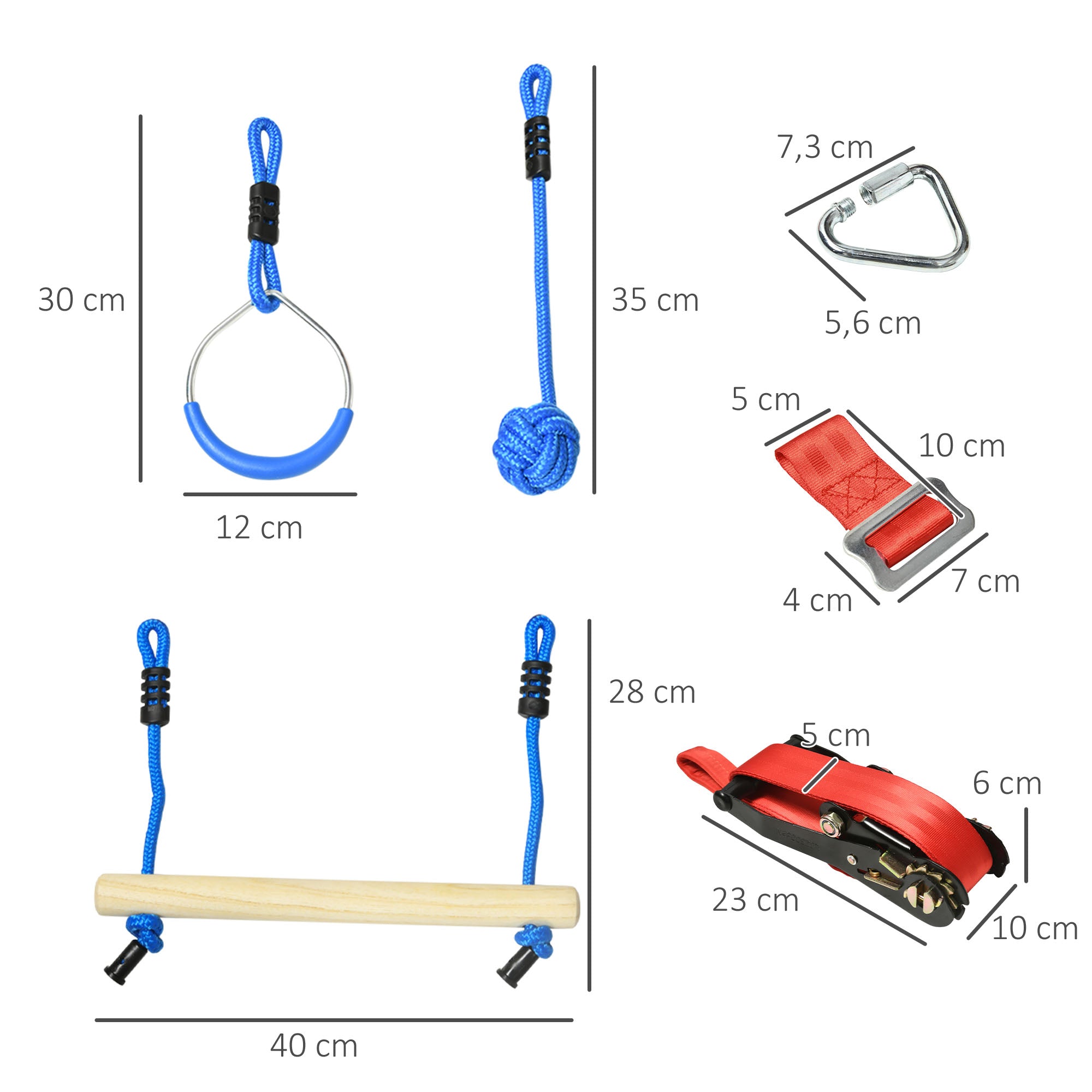 Ninja Slackline Set 30 pcs, 10m Rope with Obstacles, Climbing Frame, Outdoor Climbing Training, Playset Equipment for 3-6 Years Children, Gymnastic Rings, Ropes, Multicolor