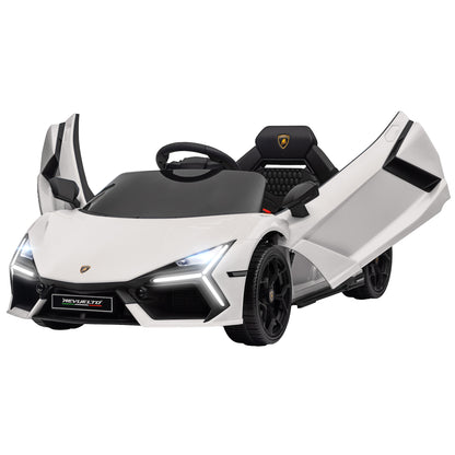 Electric Car for Kids 3-5 Years 12V Licensed Lamborghini Revuelto 3-5km/h Electric Kids Car Butterfly Doors, 2 Motors, Suspension, Remote Control, Music, Wheels, Headlights, White