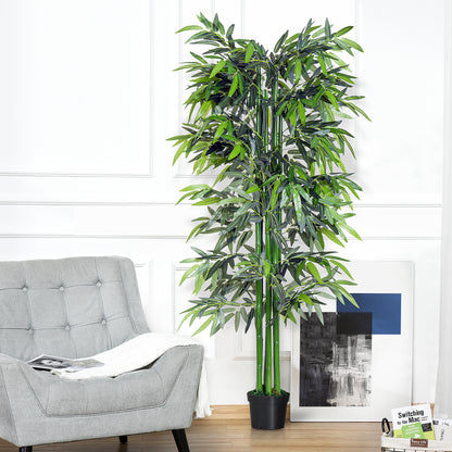 Artificial Plant, 180 cm Artificial Bamboo Tree, Artificial Plant with Planter, Indoor Plant like Real, for Living Room, Bedroom, Green