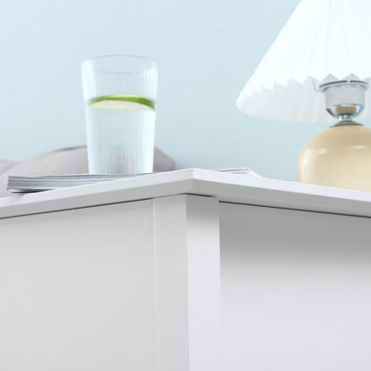 Bedside Table with Flip Top, Storage Shelf, and Hidden Cable Hole for Living Room Bedroom 60.5x32.5x70 cm White