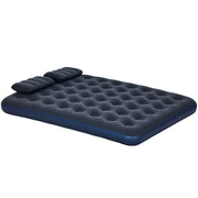 Double Inflatable Mattress 191x137x22 cm with Manual Pump Foldable Airbed with 2 Integrated Pillows Flocked Surface for Guests Home Travel Camping