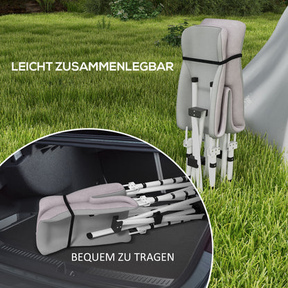 Camp Bed, Folding Camping Bed with Storage Bag, Camping Cot with Carry Bag, Up to 200 kg Capacity, Oxford, Gray, 200 x 65 x 42 cm