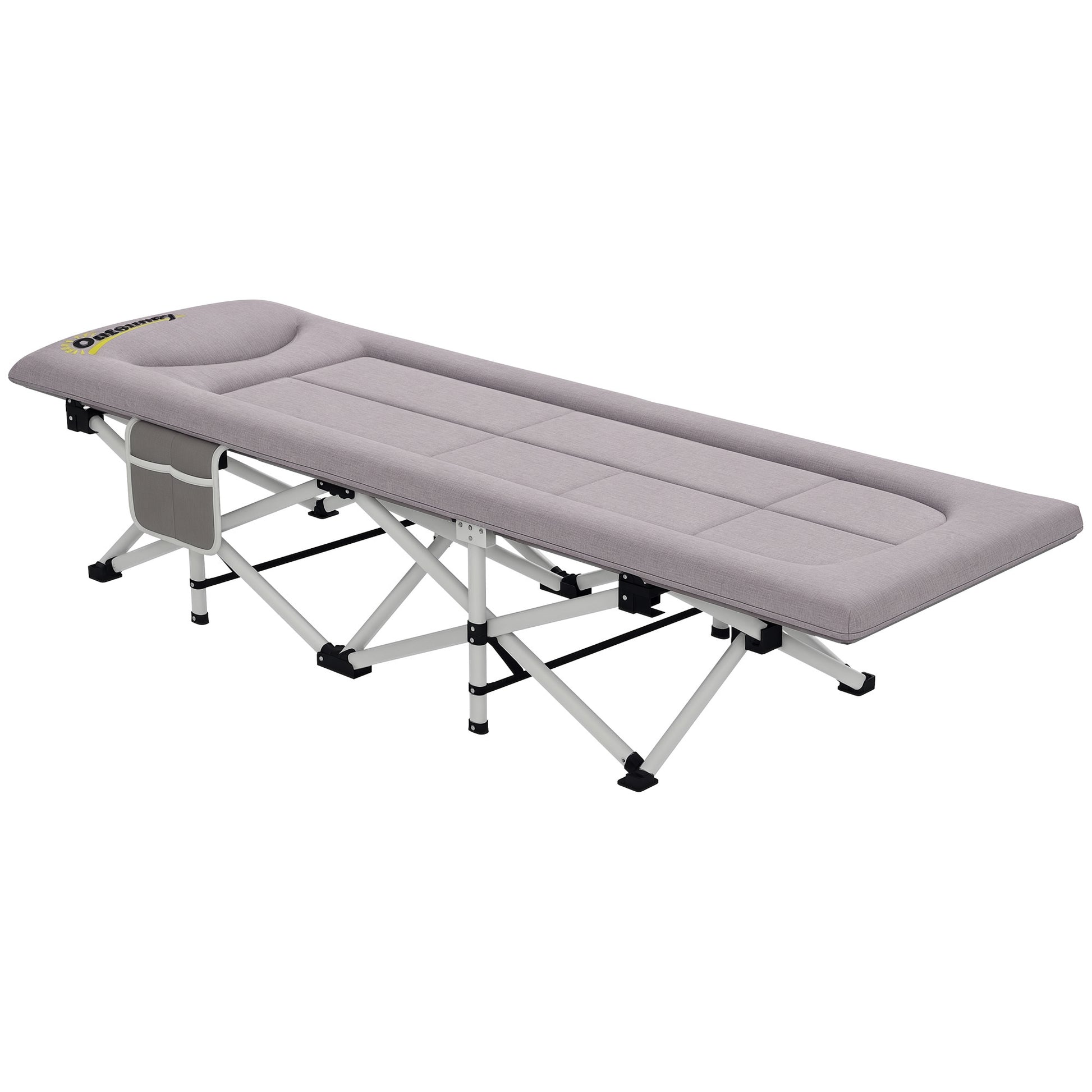 Camp Bed, Folding Camping Bed with Storage Bag, Camping Cot with Carry Bag, Up to 200 kg Capacity, Oxford, Gray, 200 x 65 x 42 cm