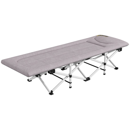 Camp Bed, Folding Camping Bed with Storage Bag, Camping Cot with Carry Bag, Up to 200 kg Capacity, Oxford, Gray, 200 x 65 x 42 cm
