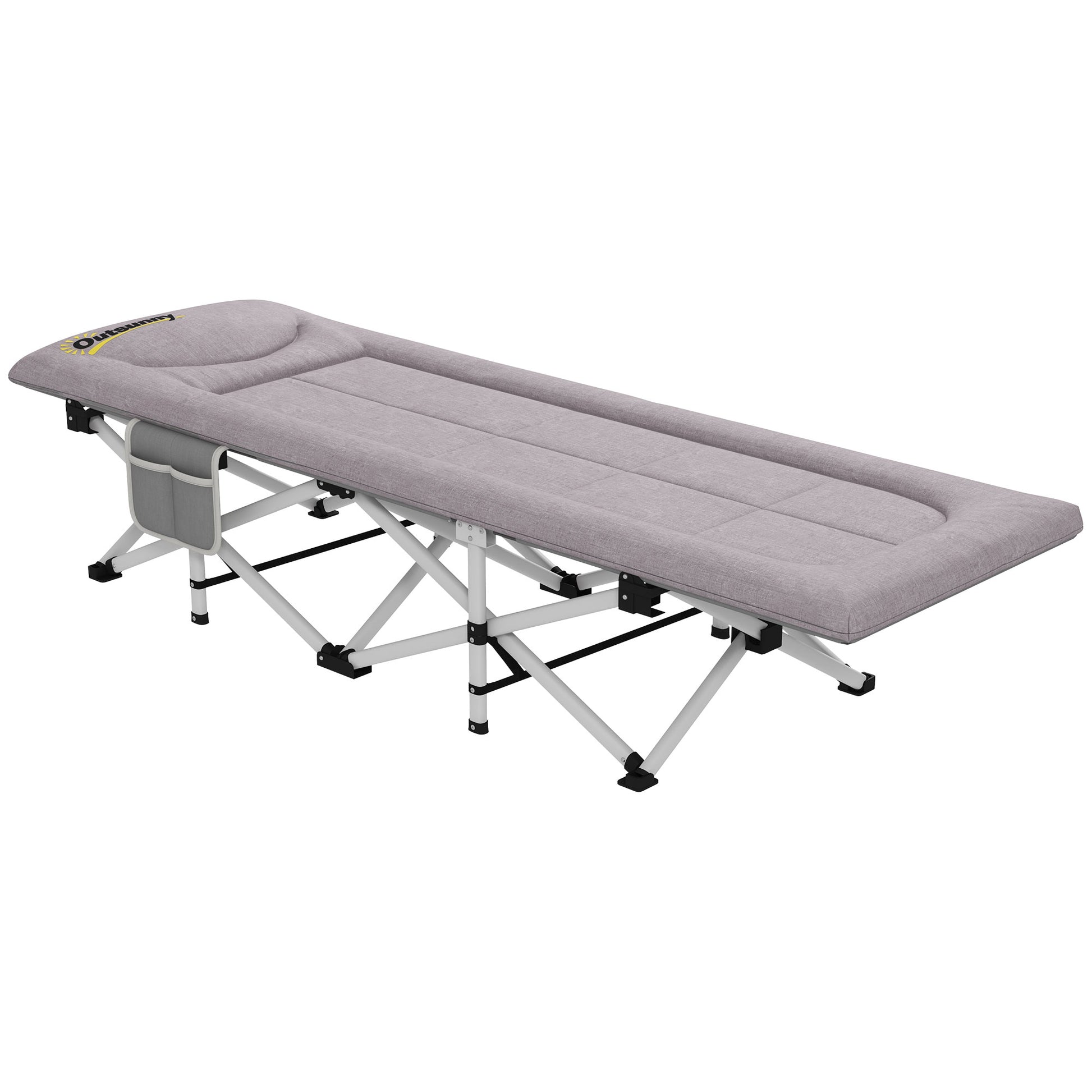 Camp Bed, Folding Camping Bed with Storage Bag, Camping Cot with Carry Bag, Up to 200 kg Capacity, Oxford, Gray, 200 x 65 x 42 cm