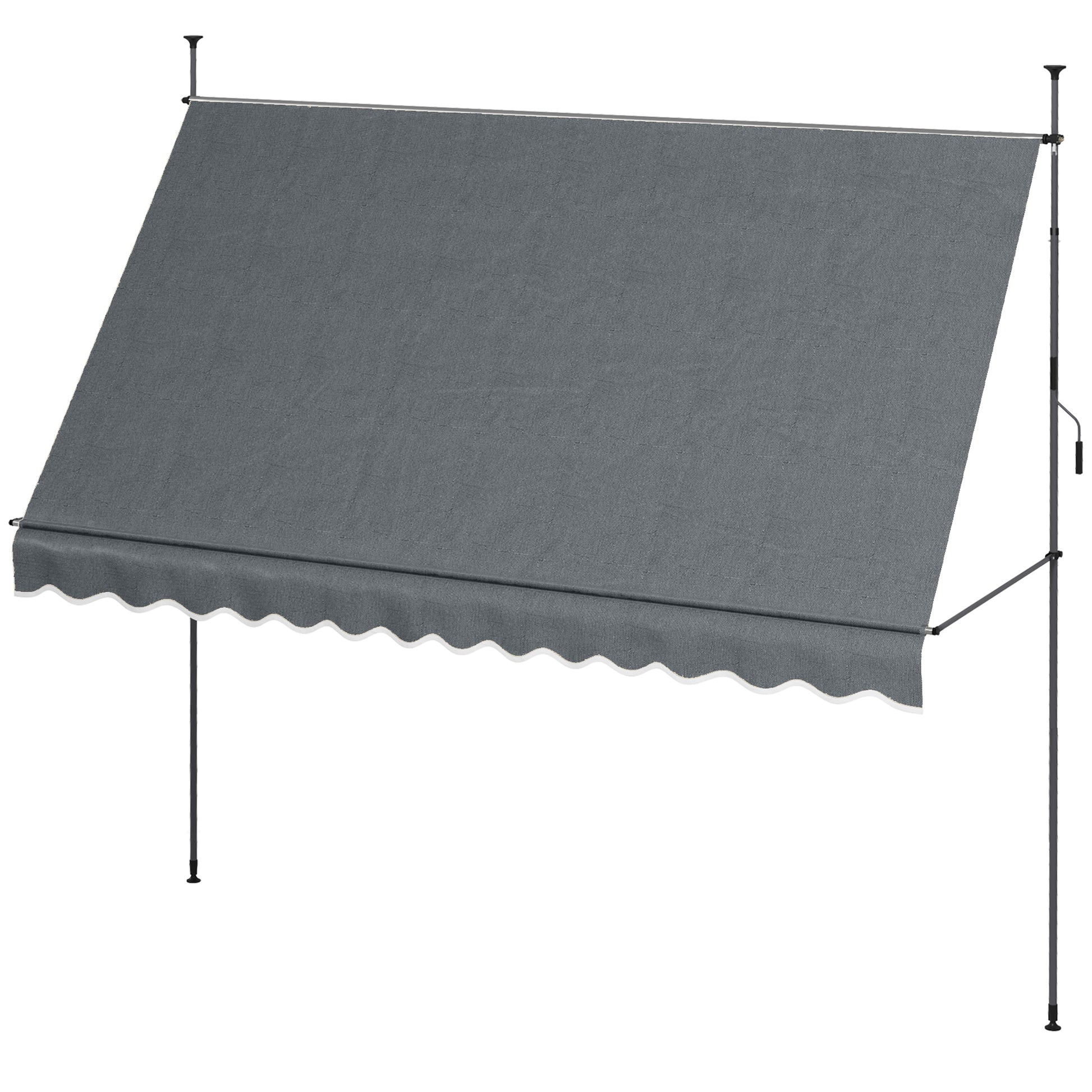 Manual Retractable Awning 3.5x1.2 m Outdoor Sun Shade Adjustable Height with Crank 210-300 cm Drill-Free UV30+ Protection for Balcony Garden Dark Gray