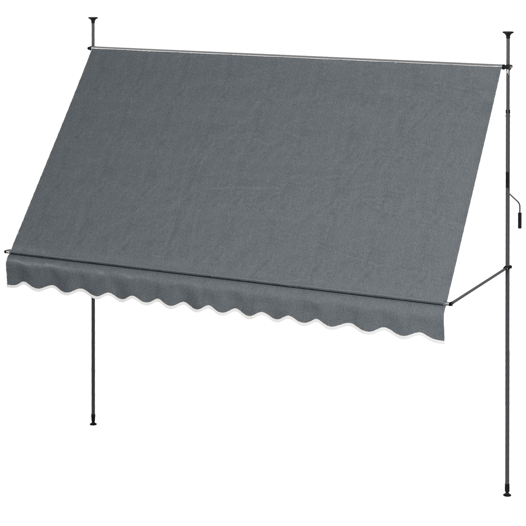 Manual Retractable Awning 3.5x1.2 m Outdoor Sun Shade Adjustable Height with Crank 210-300 cm Drill-Free UV30+ Protection for Balcony Garden Dark Gray