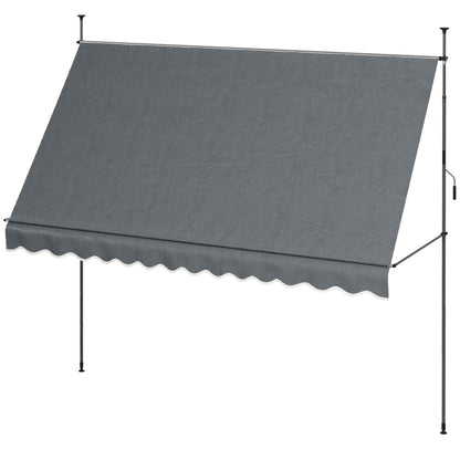 Manual Retractable Awning 3.5x1.2 m Outdoor Sun Shade Adjustable Height with Crank 210-300 cm Drill-Free UV30+ Protection for Balcony Garden Dark Gray