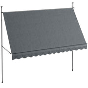 Manual Retractable Awning 3.5x1.2 m Outdoor Sun Shade Adjustable Height with Crank 210-300 cm Drill-Free UV30+ Protection for Balcony Garden Dark Gray