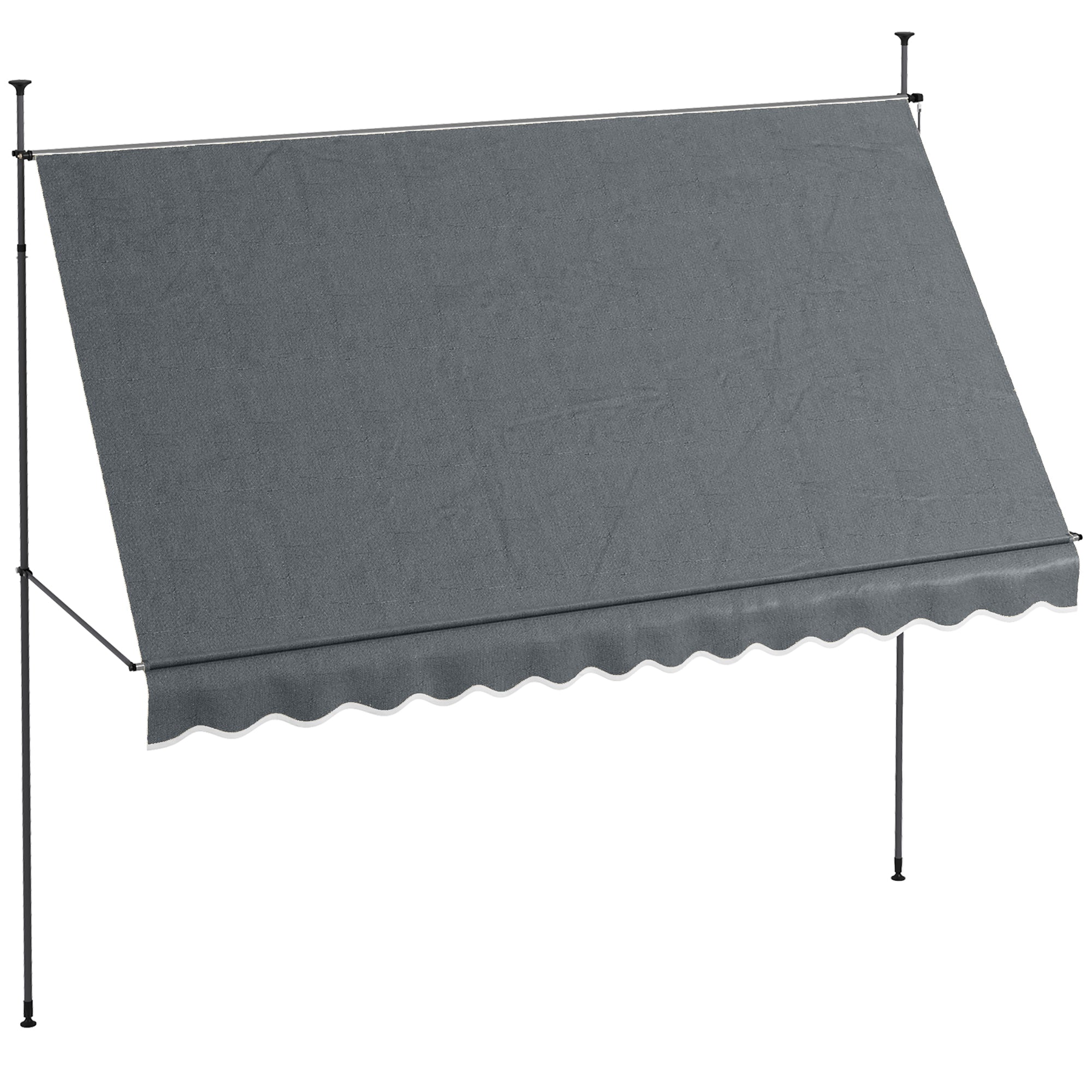 Manual Retractable Awning 3.5x1.2 m Outdoor Sun Shade Adjustable Height with Crank 210-300 cm Drill-Free UV30+ Protection for Balcony Garden Dark Gray