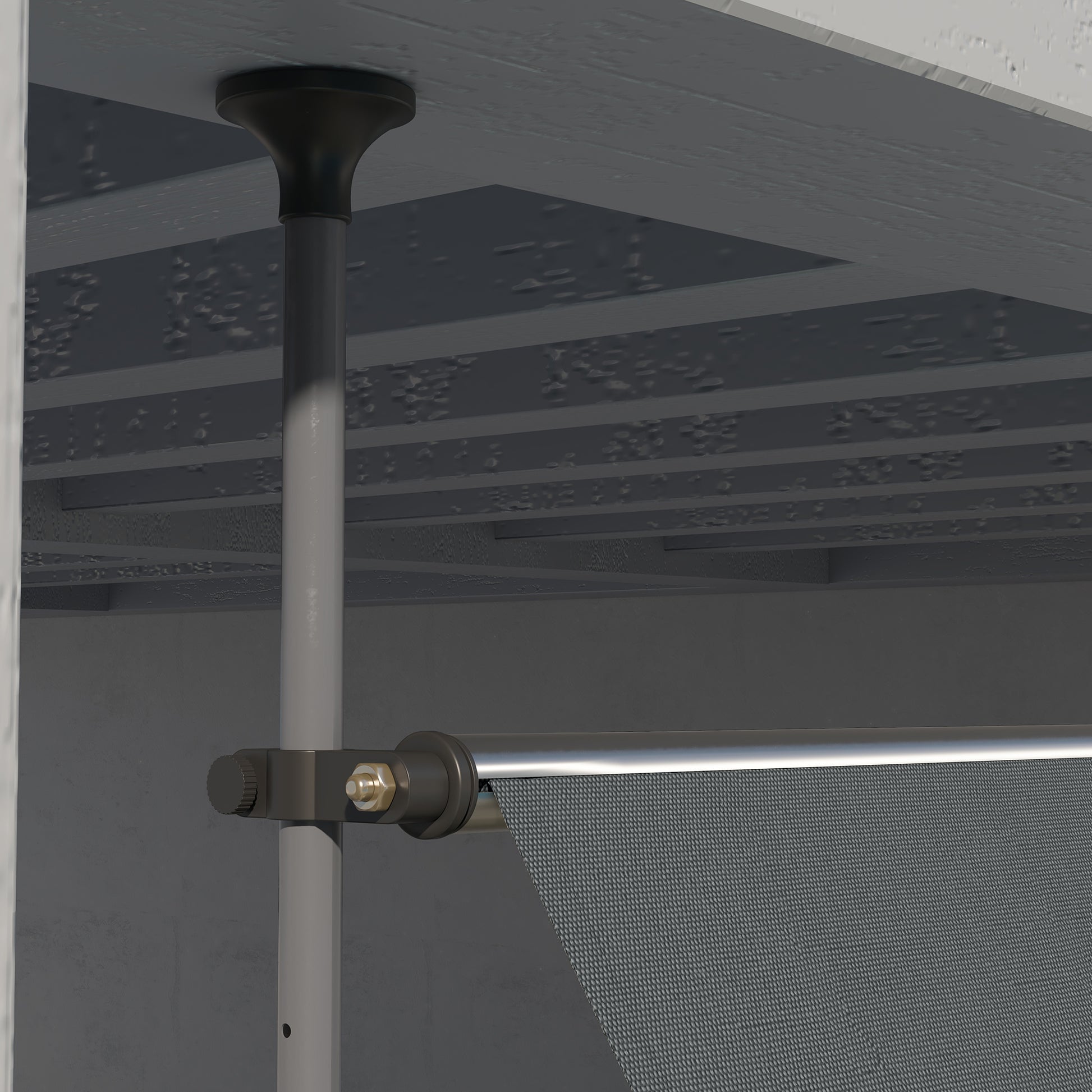Manual Retractable Awning 3.5x1.2 m Outdoor Sun Shade Adjustable Height with Crank 210-300 cm Drill-Free UV30+ Protection for Balcony Garden Dark Gray