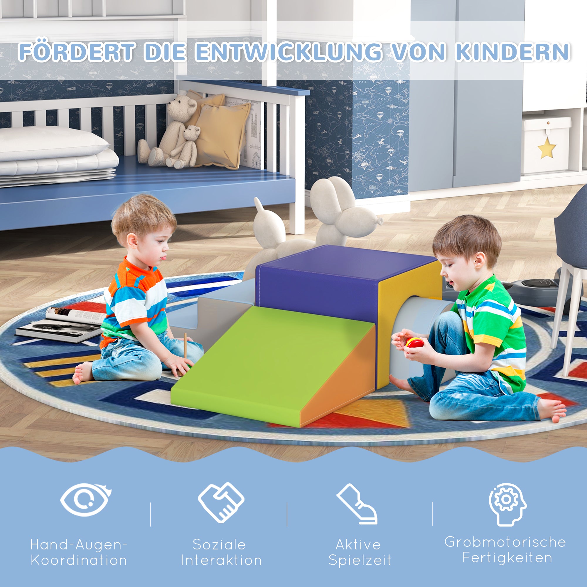 4 pcs. Foam Blocks Children Soft Blocks Climbing Building Blocks Soft Foam Blocks Giant Building Blocks Building Toy Large Blocks Building Set for Babies & Toddlers Blue