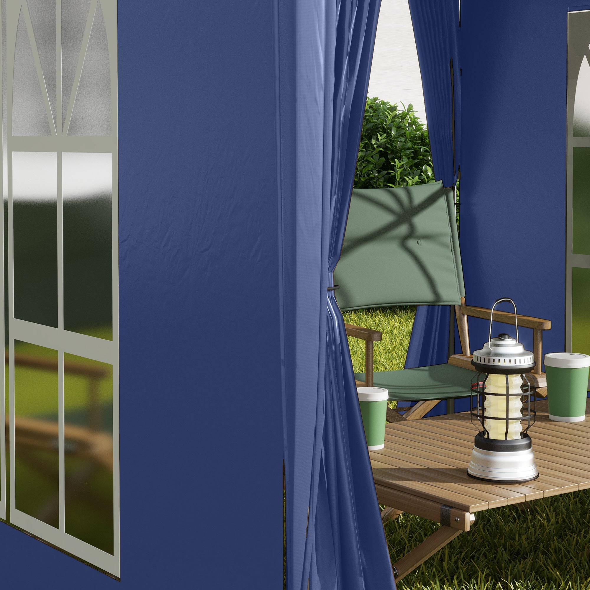 Pavilion 2x2m Waterproof, Pop-Up Folding Pavilion with 4 Side Walls, Drainage Holes Window, Foldable Party Tent UV 30+, Garden Tent with Carrying Bag, Garden Pavilion for Terrace, Blue