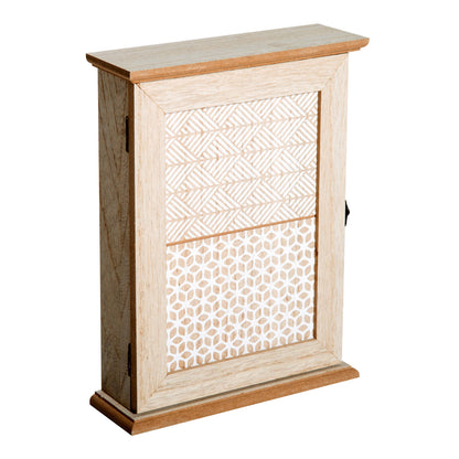 Vintage Style 6-Hook Key Cabinet Wall Mounted Wooden Key Storage Box 7.87x2.56x10.43 inches Natural Wood