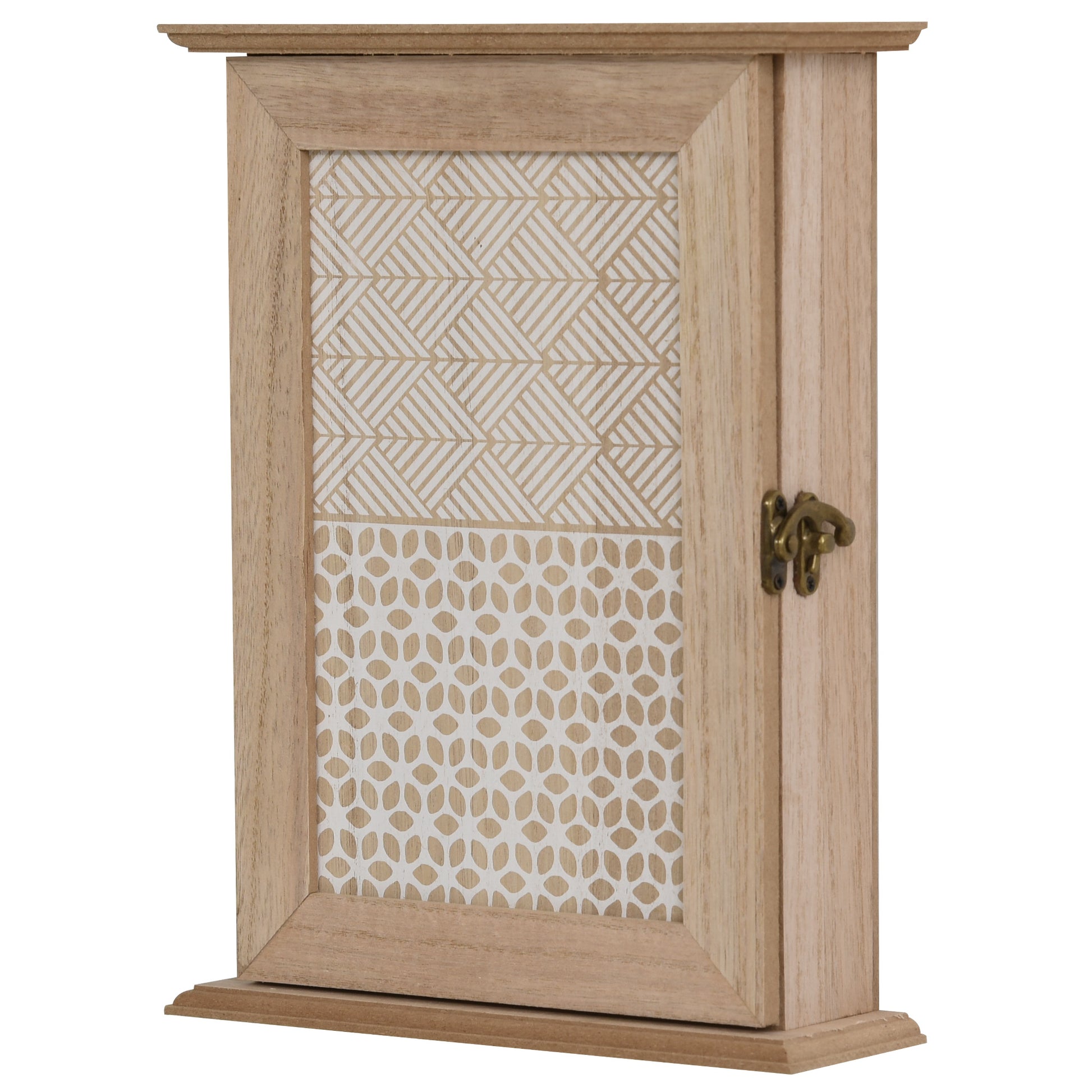Vintage Style 6-Hook Key Cabinet Wall Mounted Wooden Key Storage Box 7.87x2.56x10.43 inches Natural Wood