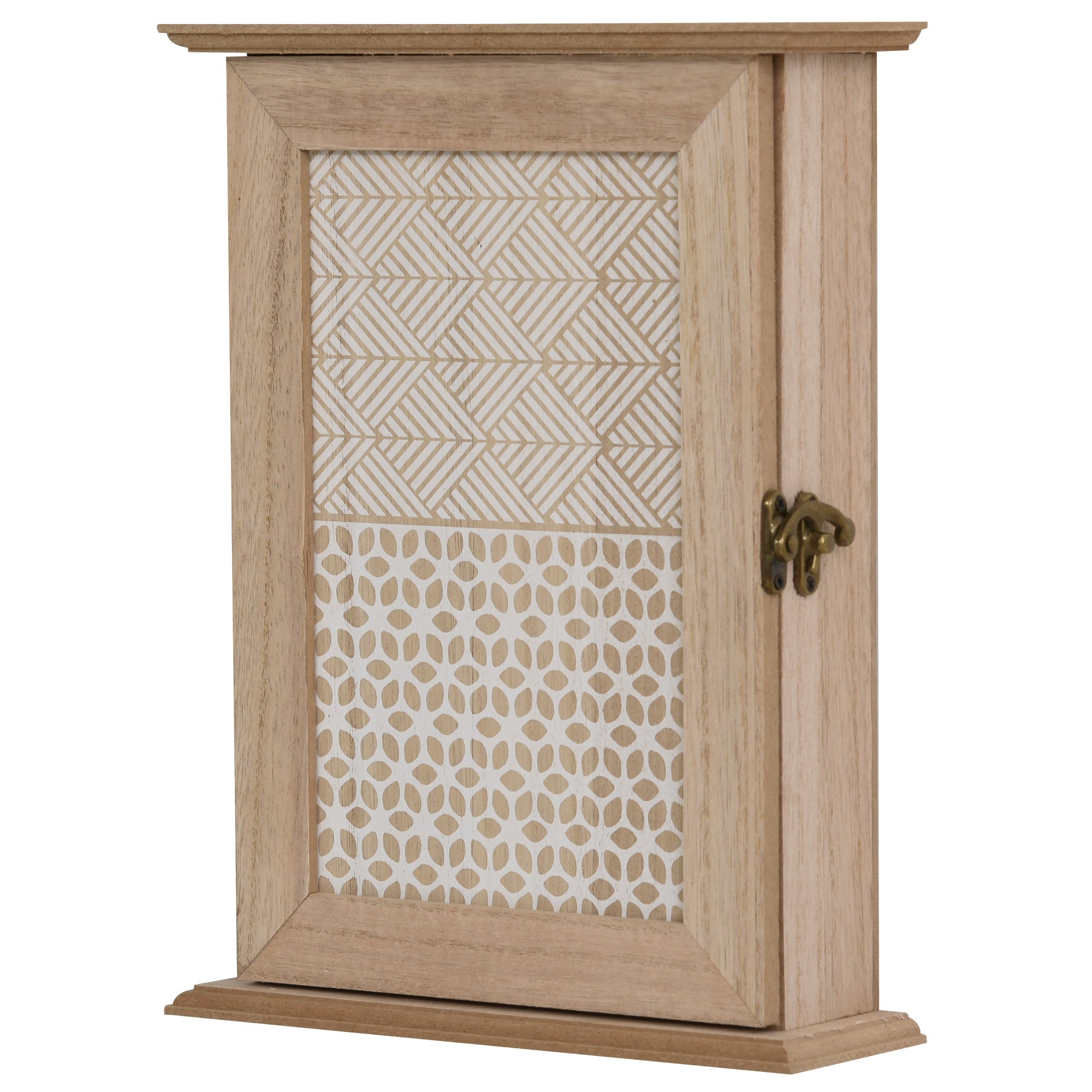 Vintage Style 6-Hook Key Cabinet Wall Mounted Wooden Key Storage Box 7.87x2.56x10.43 inches Natural Wood