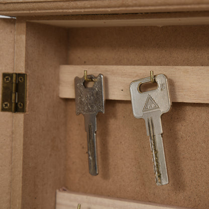 Vintage Style 6-Hook Key Cabinet Wall Mounted Wooden Key Storage Box 7.87x2.56x10.43 inches Natural Wood