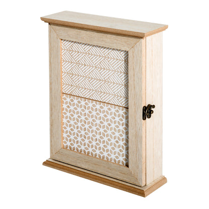 Vintage Style 6-Hook Key Cabinet Wall Mounted Wooden Key Storage Box 7.87x2.56x10.43 inches Natural Wood