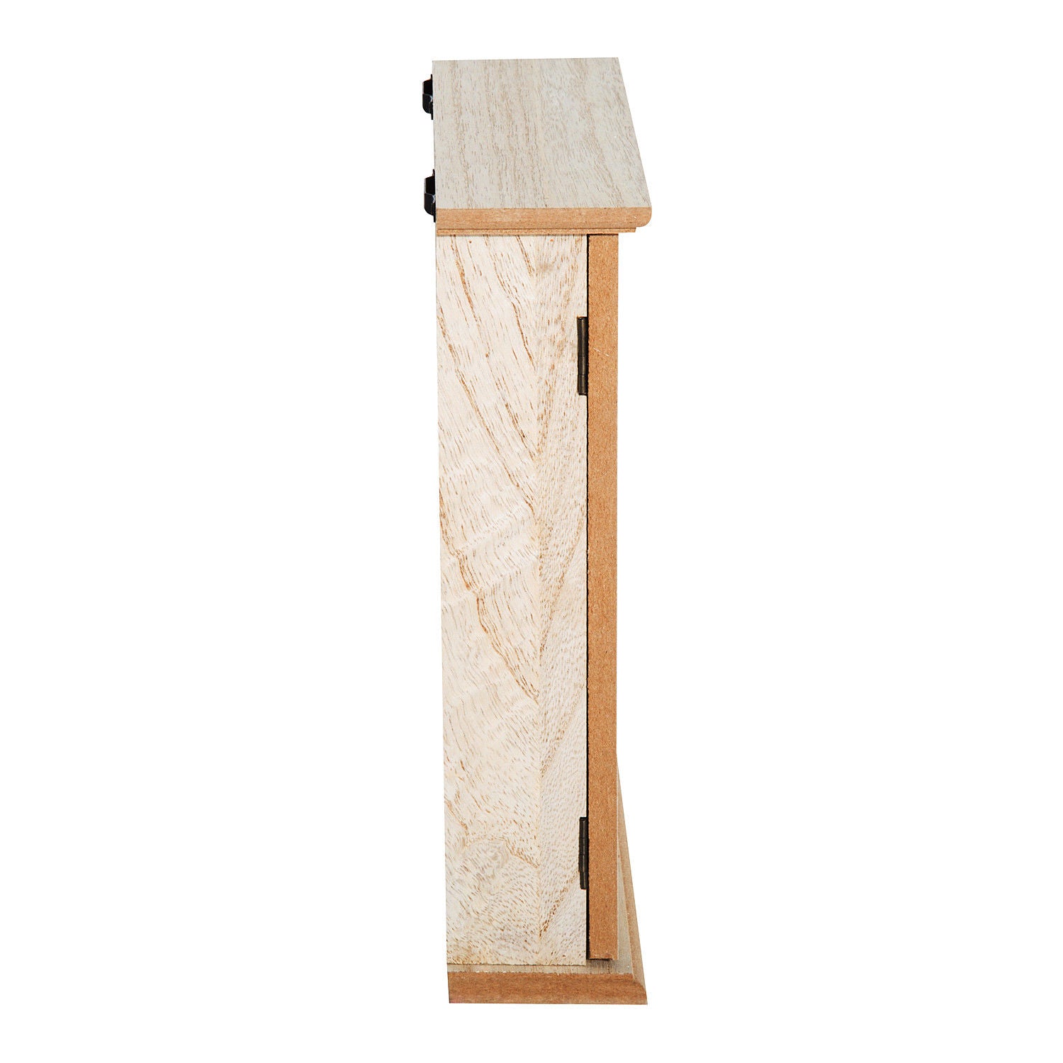 Vintage Style 6-Hook Key Cabinet Wall Mounted Wooden Key Storage Box 7.87x2.56x10.43 inches Natural Wood