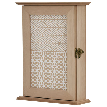Vintage Style 6-Hook Key Cabinet Wall Mounted Wooden Key Storage Box 7.87x2.56x10.43 inches Natural Wood