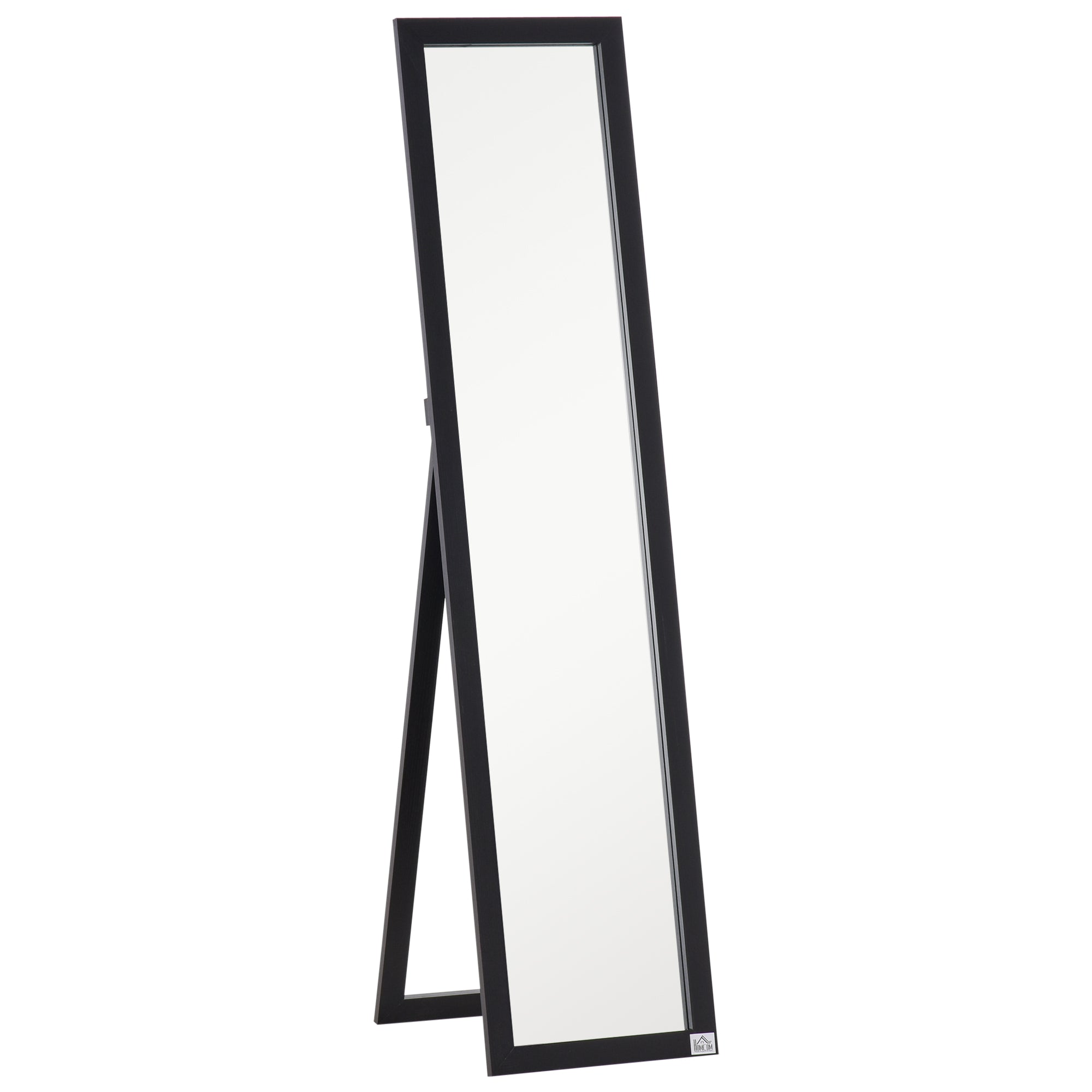 Full Body Mirror, 154 x 37 cm Wall Mirror with Stand, Floor Mirror for Living Room, Bedroom, Black