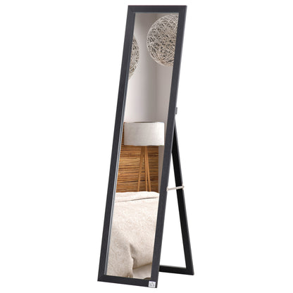 Full Body Mirror, 154 x 37 cm Wall Mirror with Stand, Floor Mirror for Living Room, Bedroom, Black