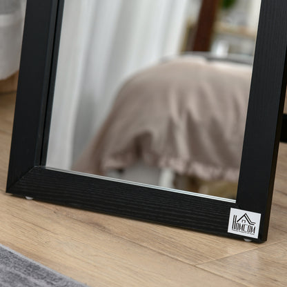 Full Body Mirror, 154 x 37 cm Wall Mirror with Stand, Floor Mirror for Living Room, Bedroom, Black