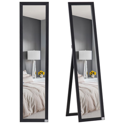 Full Body Mirror, 154 x 37 cm Wall Mirror with Stand, Floor Mirror for Living Room, Bedroom, Black