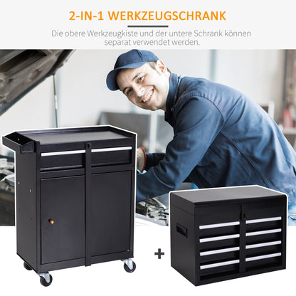 Workshop Tool Cabinet Toolbox with 5 Drawers 360° Casters Metal 60 x 28 x 104.5 cm